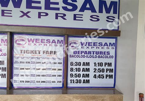 Bacolod to Iloilo and v.v.: Weesam Express Schedule .